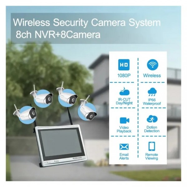 Wireless Security System 8ch NVR 8 Camera Nvr Camera System 8ch 5mp Nvr Poe Security Ip Camera System